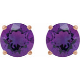 14K Rose 7 mm Natural Amethyst Stud Earrings
